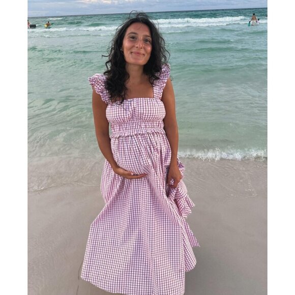 OHSEVENDAYS Maternity Elsi Dress in Purple Motif Size Medium - Picture 2 of 10